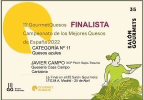 Finalista Mejor Queso Azul de España en el Salón Gourmets 2023, reconocimiento al queso Picón de Tresviso elaborado por Javier Campo en Cantabria.